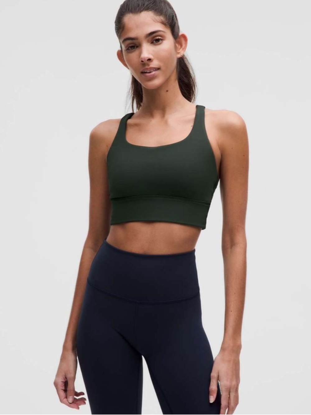 lululemon Energy Longline Sports Bra in rainforest green